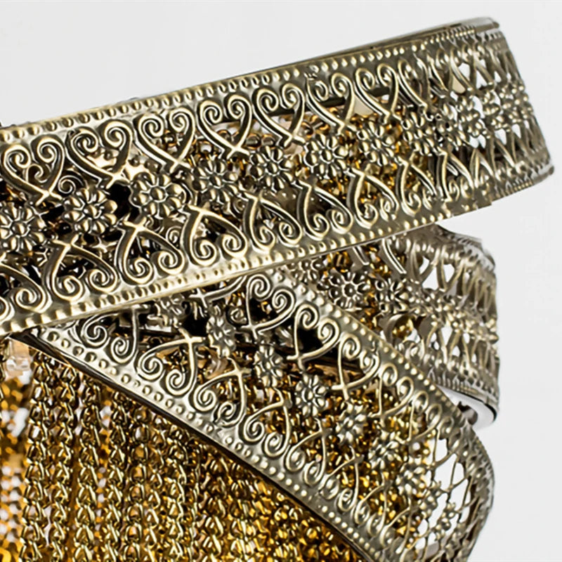 lustre à pampilles en aluminium design industriel à led - vue 6 sur 9