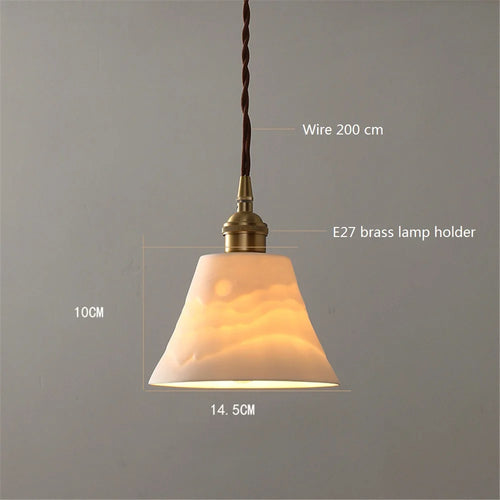 suspension loft style antique led en laiton céramique - vue 3 sur 6