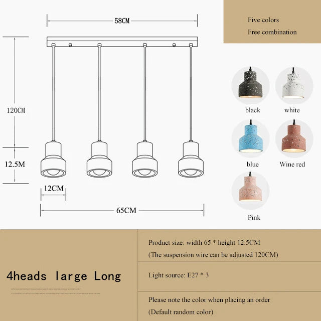 suspension moderne en terrazzo design nordique plusieurs couleurs led - vue 25 sur 28
