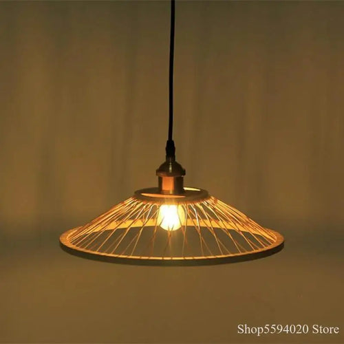 lustre restaurant en bambou chinois créatif led zen asie - vue 3 sur 6