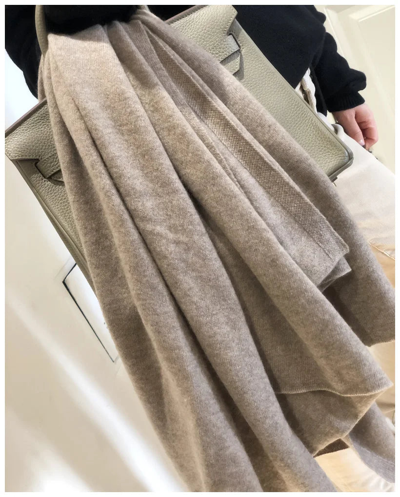 Echarpe cachemire tricotee elegante hiver avec franges - vue 3 sur 7