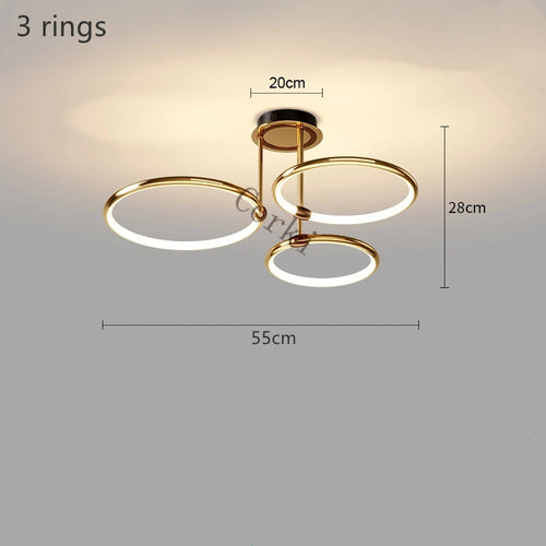 lustre led postmoderne à anneau pour décoration nordique moderne - vue 11 sur 10