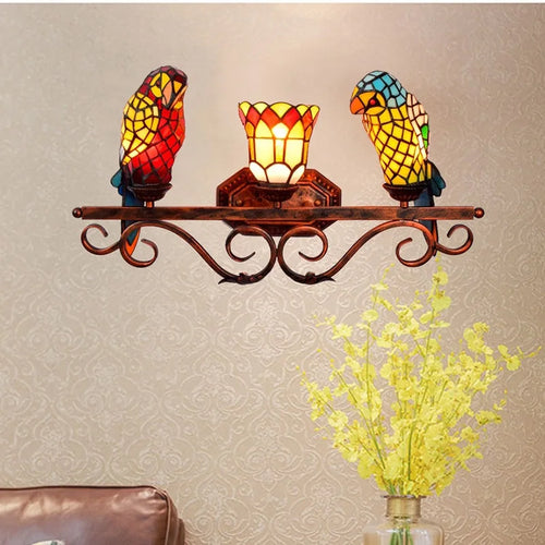applique murale design en verre coloré motif perroquet - vue 18 sur 20