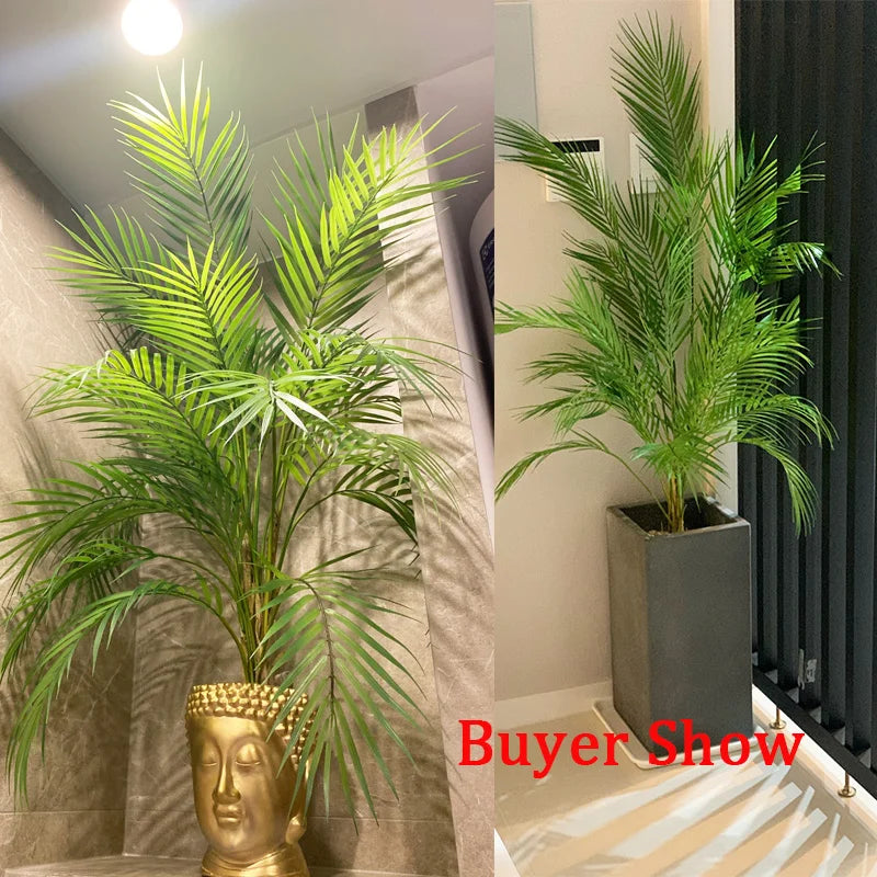 plantes tropicales palmier artificiel avec feuilles monstera décoration jardin - vue 6 sur 12