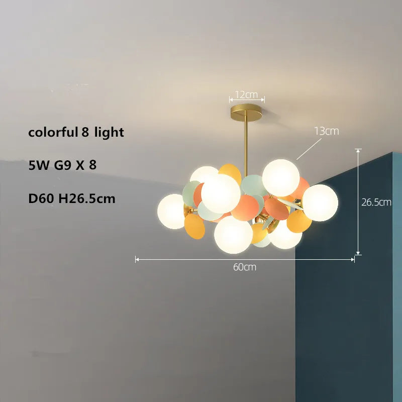 lustre led globe en verre acrylique coloré pour enfants - vue 10 sur 24
