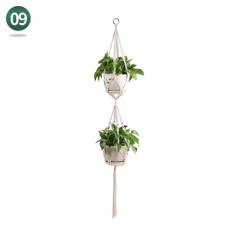 panier suspendu en macramé pour plantes artisanales décoration intérieure - vue 16 sur 18
