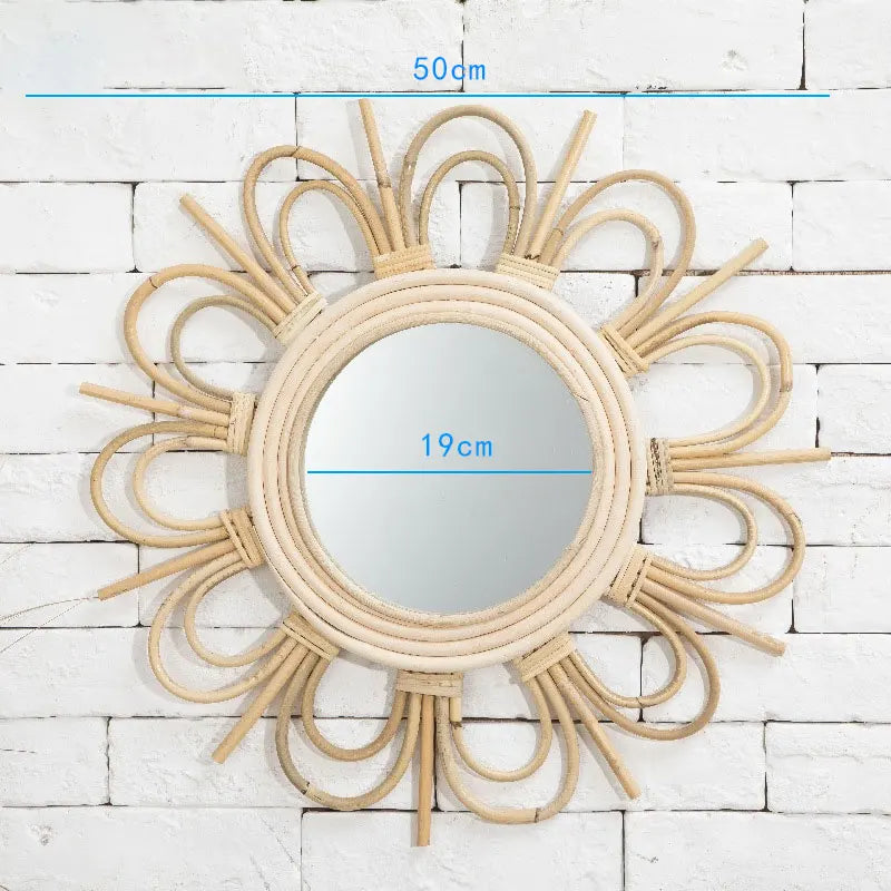 miroir en rotin japonais tissé à la main pour décoration moderne - vue 10 sur 12