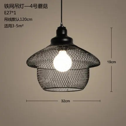 lustre cage à oiseaux style loft rétro en fer créatif minimaliste - vue 9 sur 18