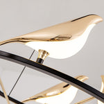 Lustre design LED luxury en forme d'oiseaux dorés Pie