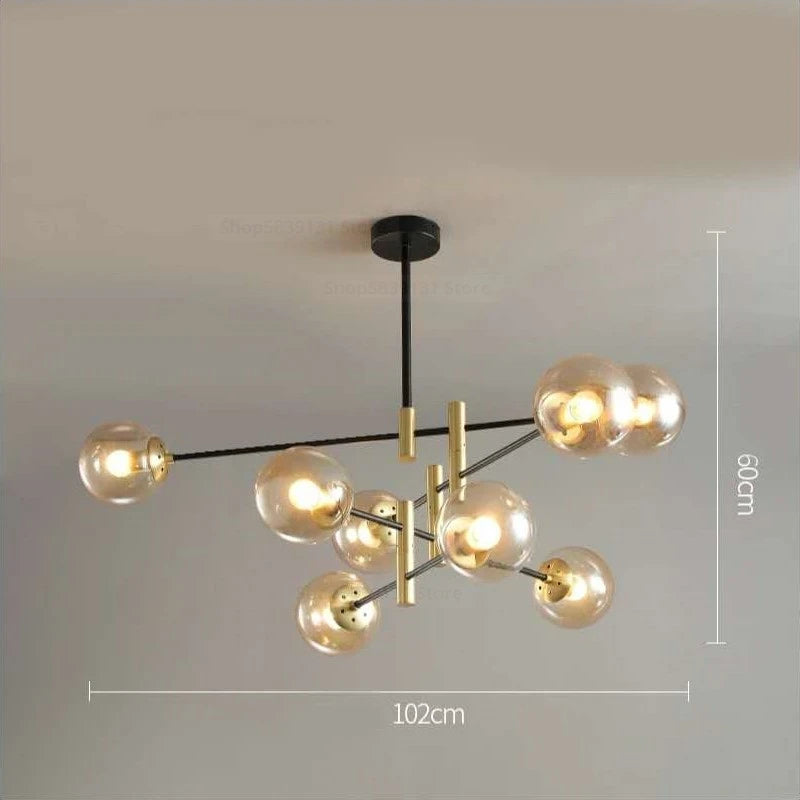 lustre led moderne boule de verre nordique luminaires créatifs - vue 18 sur 18