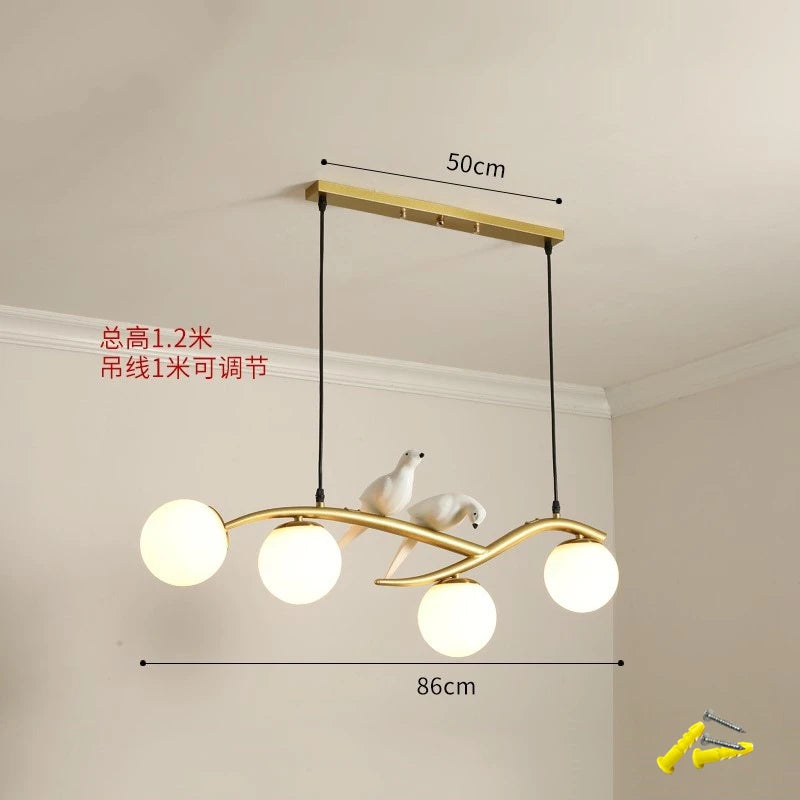 lampe d'oiseau nordique lustre moderne abat-jour en verre led - vue 10 sur 14