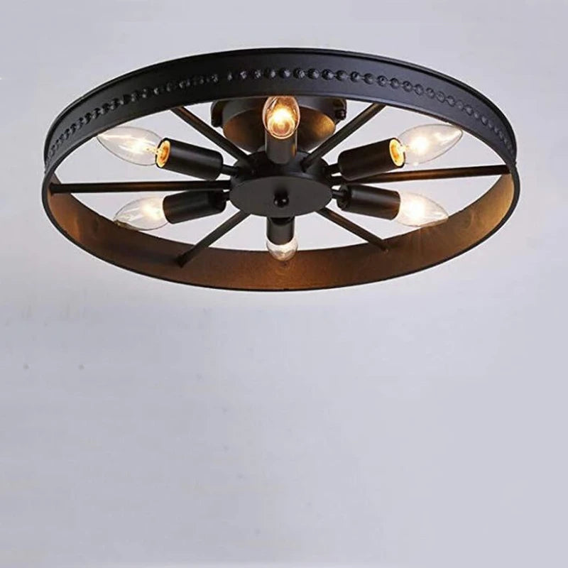 plafonnier rond en fer style industriel rétro américain décoratif