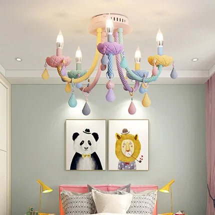 Plafonnier coloré pour enfants lustre moderne Fort chambre d'enfants avec douilles E14/E12 Moe éclairage lampe pour enfants