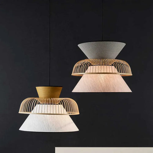 suspension en tissu japonais en bambou design moderne et minimaliste - vue 4 sur 12