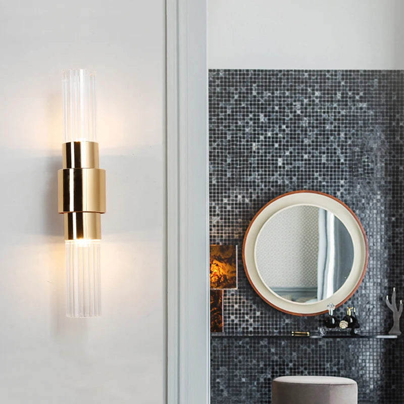 applique murale led moderne en verre doré décoratif d'intérieur