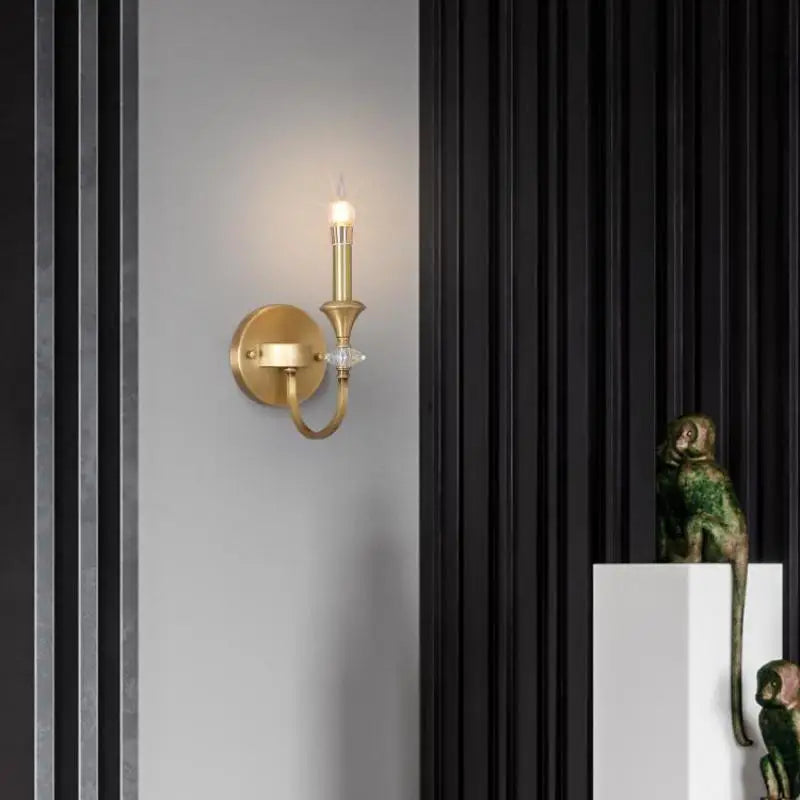 applique murale en cristal lampe à bougie led en cuivre à double tête - vue 8 sur 8