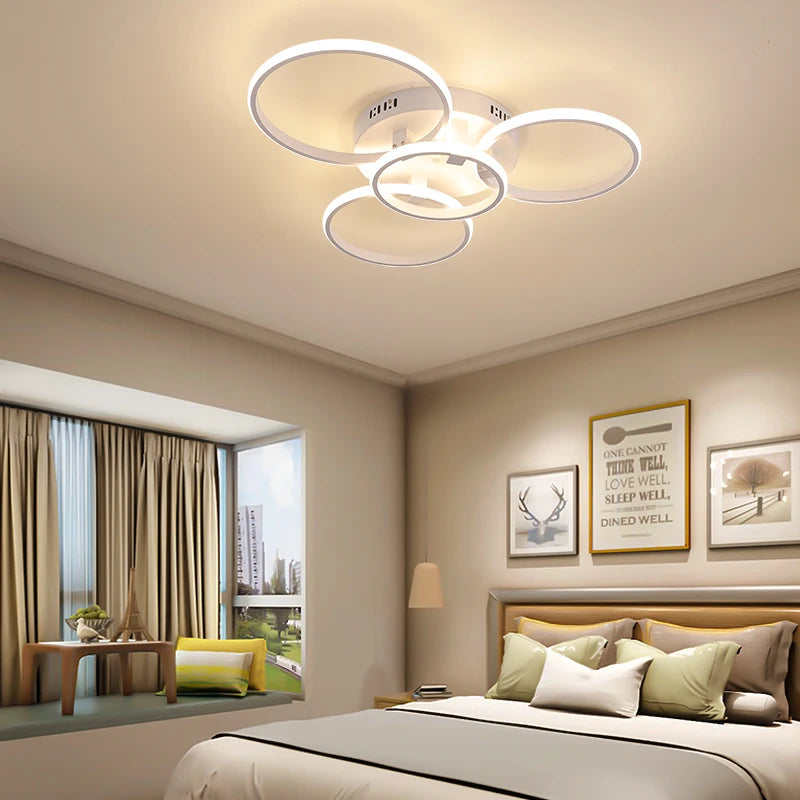 plafonnier NEO Gleam plafond moderne à LEDs lumières RC Dimmable cercle anneaux concepteur pour salon chambre