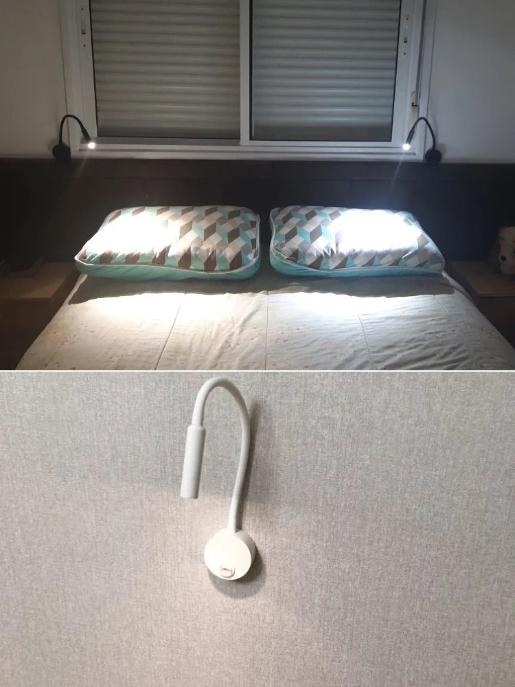Lampe de Chevet travail étude lampe de lecture appliques 3W LED livre lampe mur veilleuse luminaires Spot LED ue US prise cordon - vue 11 sur 14