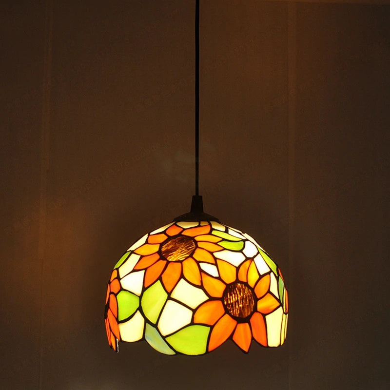 lustre en vitrail style tiffany pour éclairage décoratif antique - vue 16 sur 19