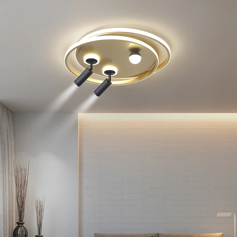 Lustre Led moderne lumières pour salon chambre étude salle éclairage or noir lampes luminaires Dimmable avec lustre de projecteur