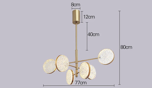 Lustre design doré à branches et lampes Luxury - vue 5 sur 5