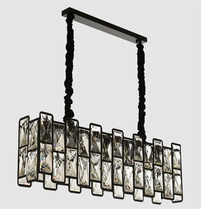 lustre moderne éclairage rectangulaire design en cristal K9 lumineux