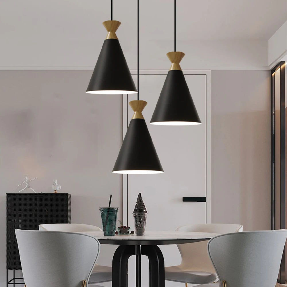lampe suspendue rétro moderne à led abat-jour nordique pour éclairage restaurant - vue 3 sur 9