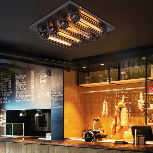plafonnier industriel rétro vintage monté en surface pour café - vue 4 sur 6