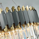 lustre art déco en acier inoxydable et cristal élégant et moderne