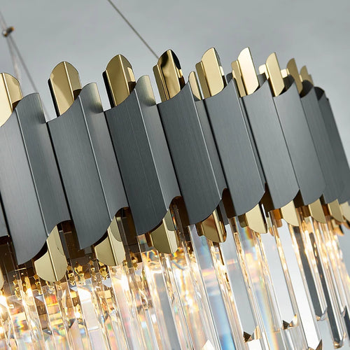 lustre art déco en acier inoxydable et cristal élégant et moderne - vue 10 sur 15