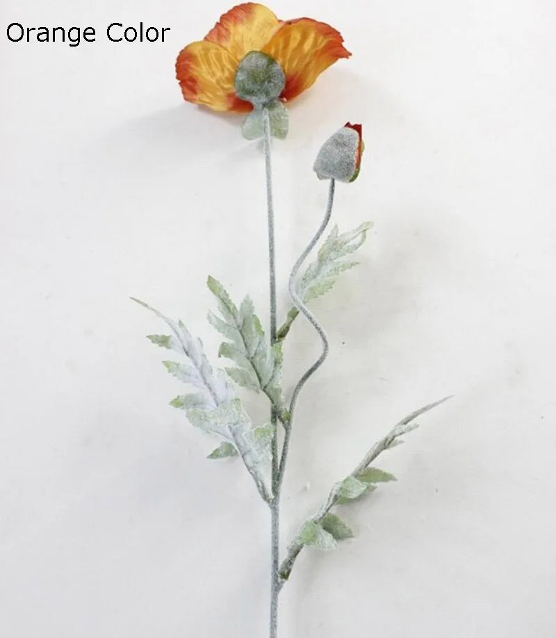 grande branche de fleurs artificielles pavot pour décoration printemps - vue 4 sur 9