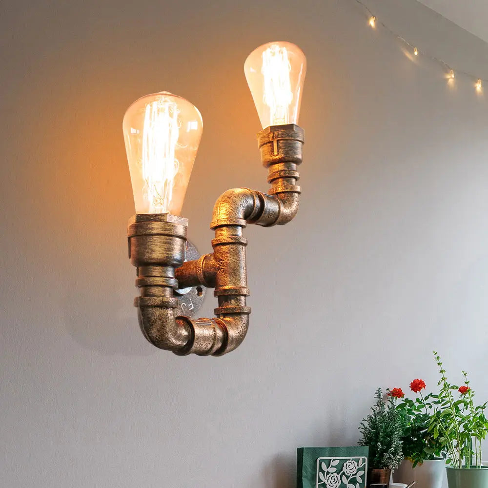 applique murale industrielle vintage loft 2 lumières pour bar - vue 4 sur 7