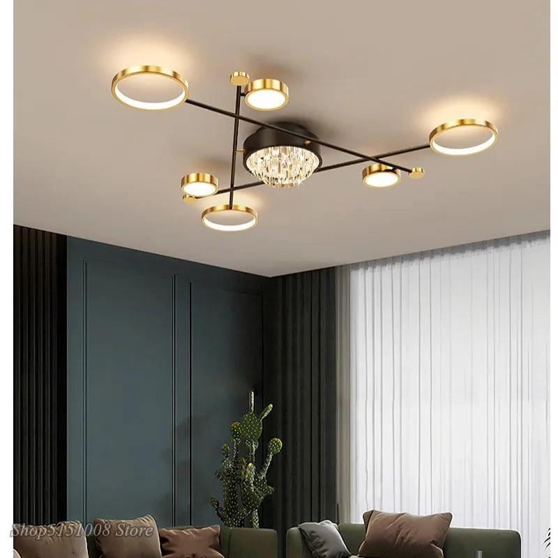 Plafonnier design cadre alu doré LED intérieur