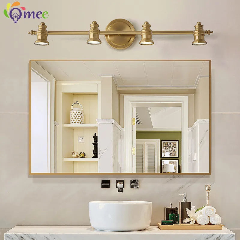 Vintage salle de bains miroir lumières LED vanité applique 2/4 têtes Bronze chambre maquillage miroir avant lampes hôtel maison éclairage intérieur