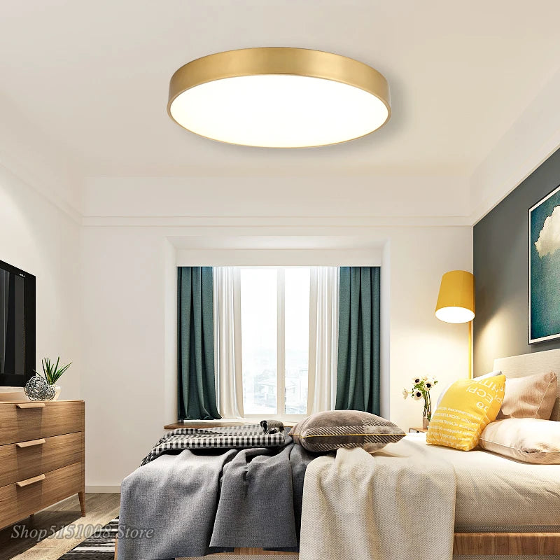 plafonnier led acrylique doré moderne ultrafin