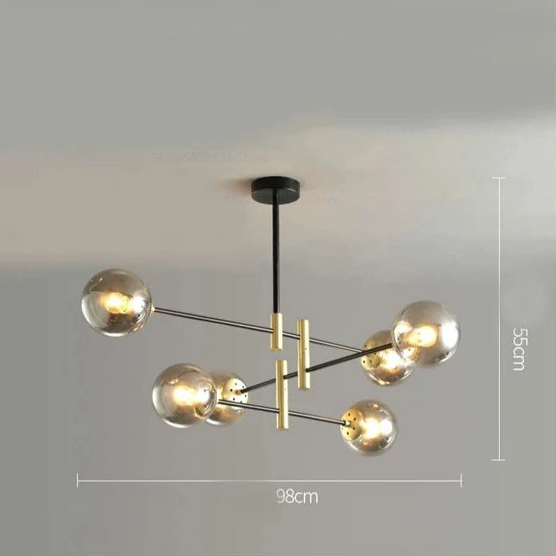lustre led moderne boule de verre nordique luminaires créatifs - vue 14 sur 18