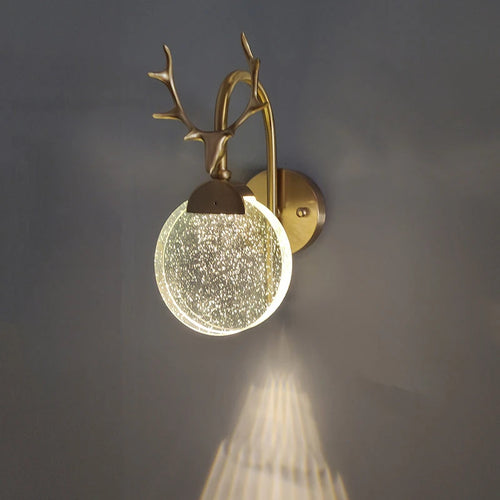 applique murale en bois de cerf abat-jour en cristal de luxe pour villa