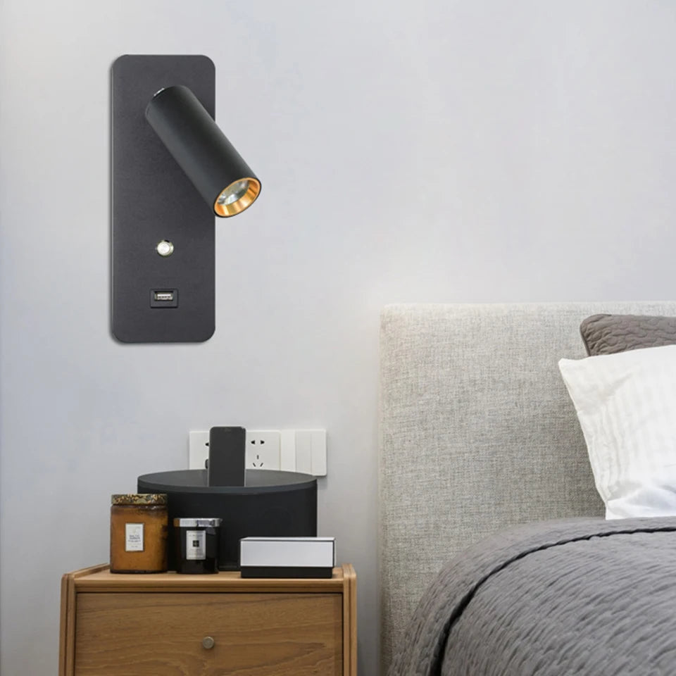 Lampes de mur Led d'intérieur 7W avec Charge USB applique murale chambre salon nordique moderne applique murale allée avec interrupteur applique murale - vue 3 sur 9