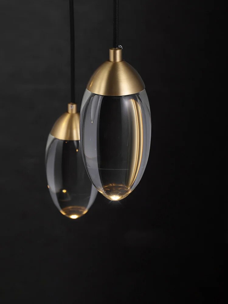 Suspension cuivre lumière luxe cristal petites