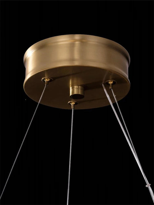 lustre en cuivre simple avec feuilles led style chinois - vue 5 sur 9