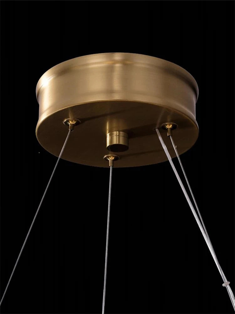 lustre en cuivre simple avec feuilles led style chinois - vue 4 sur 9