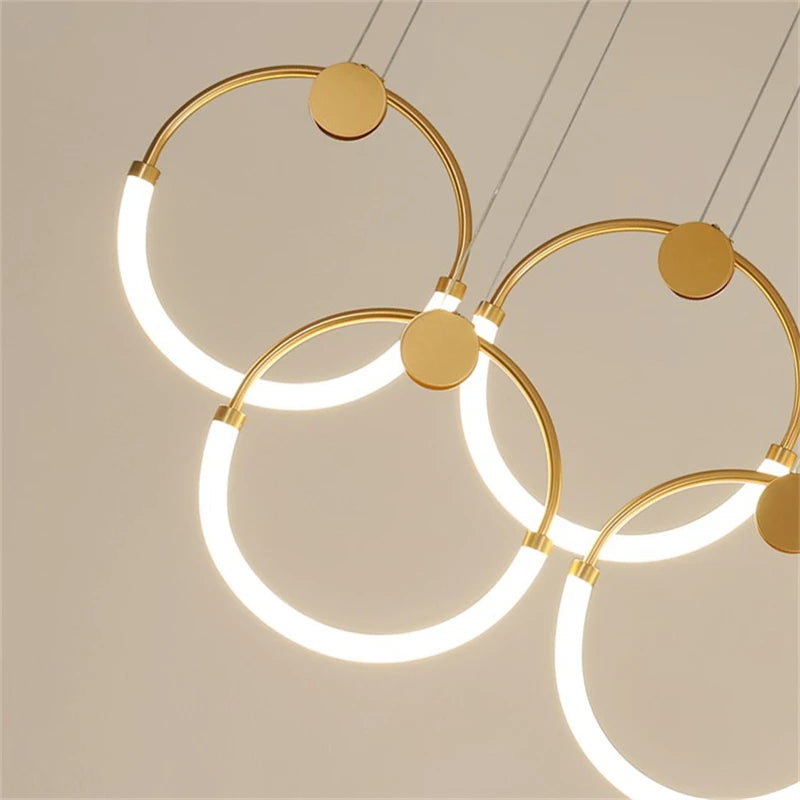 lustre moderne nordique anneau d'or suspension décoration