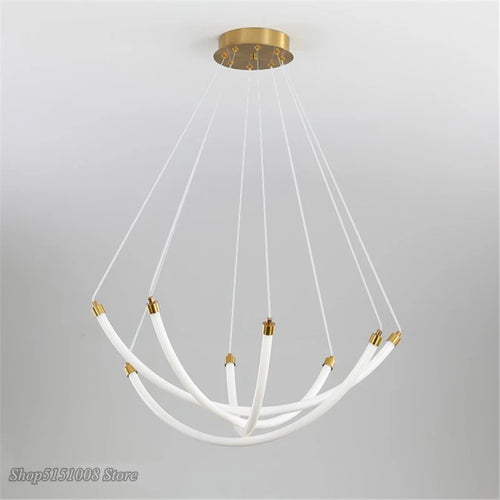 lustre nordique design led en acrylique et métal réglable - vue 7 sur 8