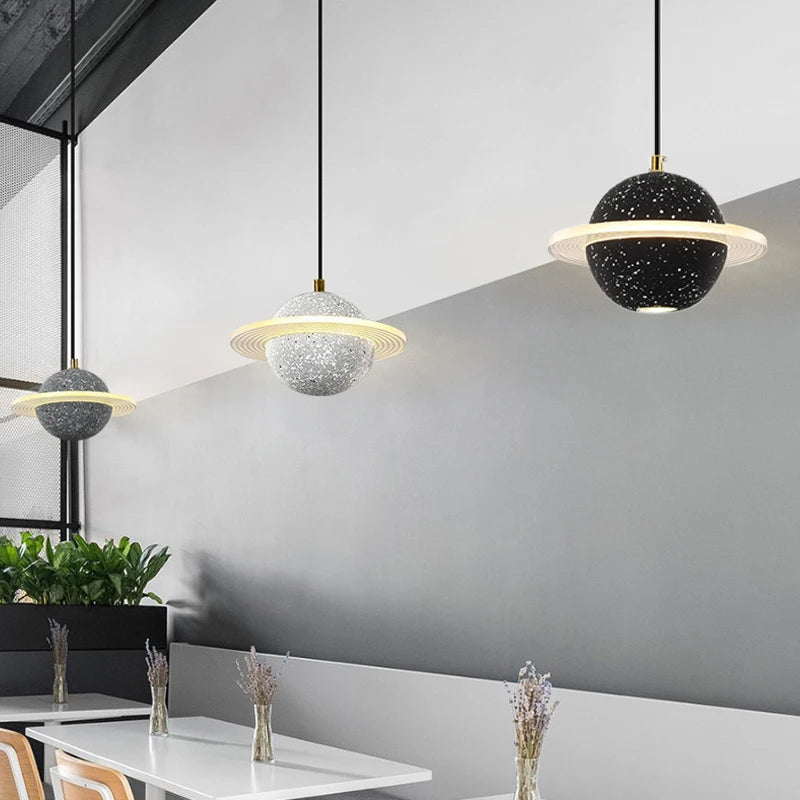 Lampe led suspendue ciment design moderne