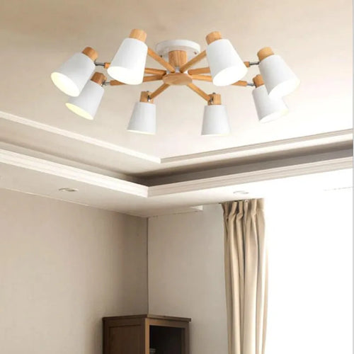 lustre nordique en bois massif simple et moderne - vue 7 sur 18