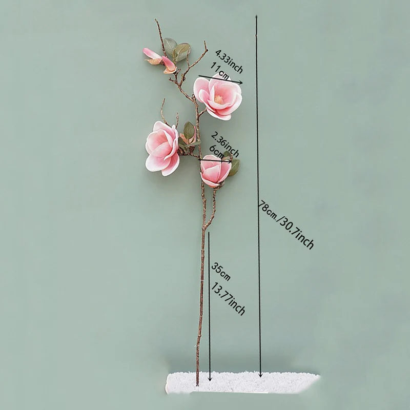 fleur artificielle de magnolia en soie pour décoration élégante - vue 4 sur 7