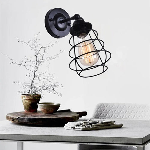 lampe de chevet en fer avec ampoule rétro et interrupteur - vue 2 sur 8