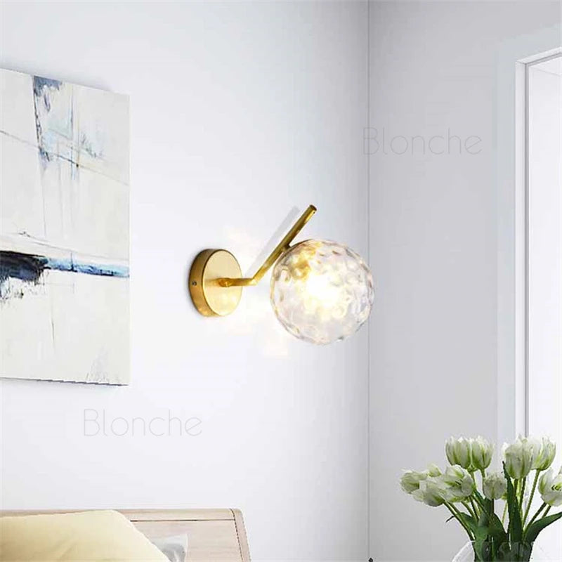 applique murale créative en métal avec boule de verre moderne - vue 5 sur 10