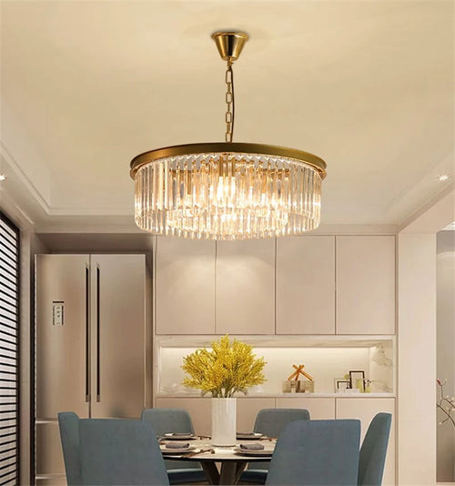 lustre rond en cristal design suspendu en verre transparent - vue 7 sur 6