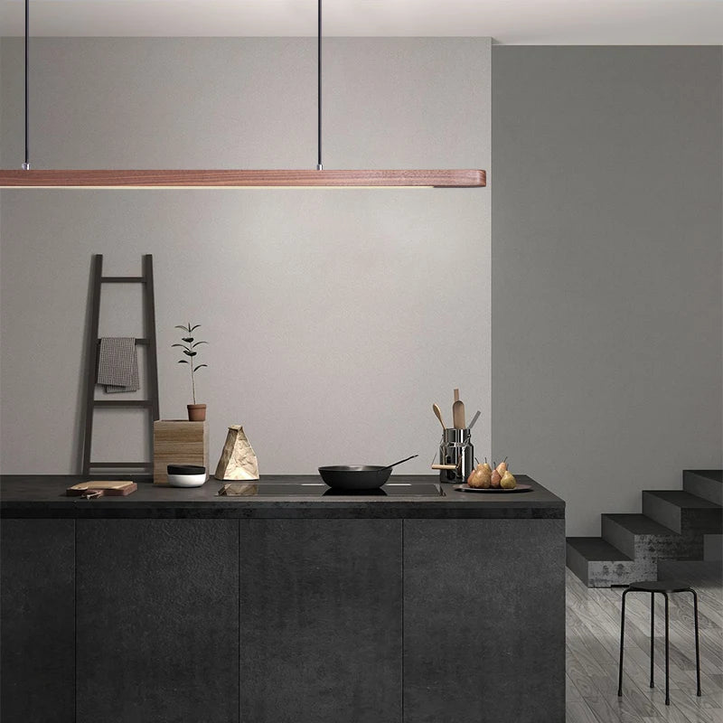suspension en bois avec lumière led pour table à manger - vue 5 sur 10